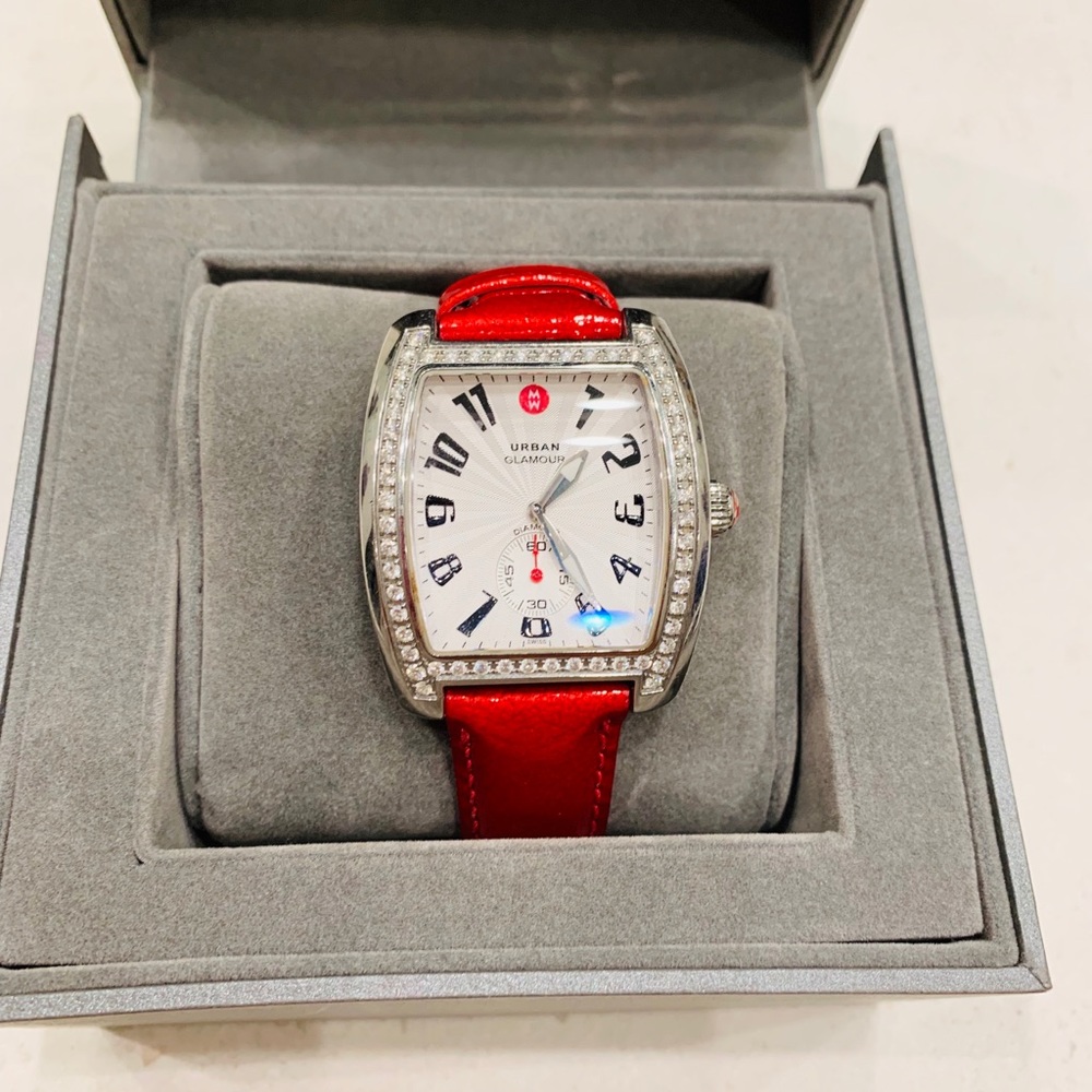 Michele- Urban Glamour Watch with pave diamonds